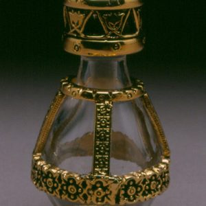 The Roma Line of Banded Style Tear Bottle Clear with Gold