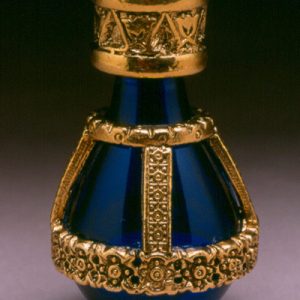 The Roma Line of Banded Style Tear Bottle Blue with Gold
